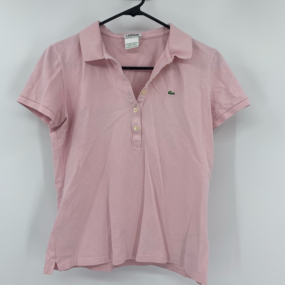Pink Lacoste shirt